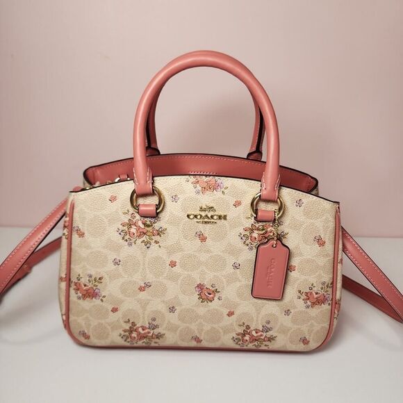 Coach Handbags - NWT Coach CAL35 Savannah Small Carryall Bag With Floral Print Gold/Sand
